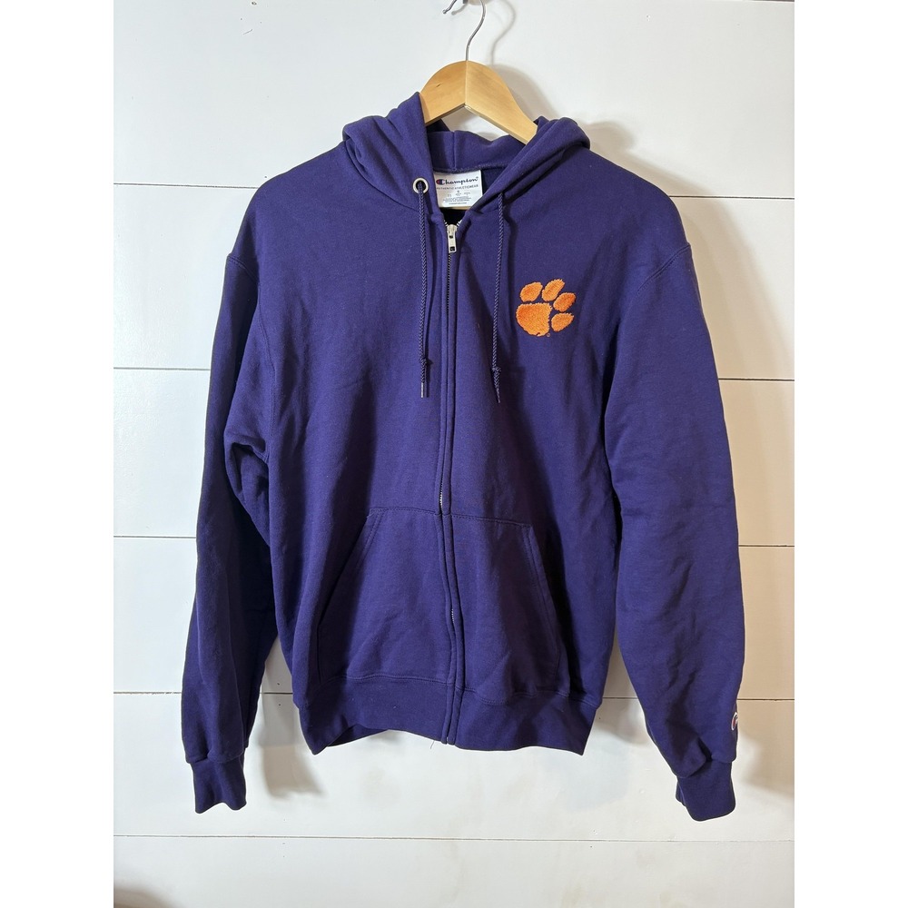 Champion Hoodie Mens Small Clemson Tigers Paw‎ Full Zip Sweatshirt NCAA